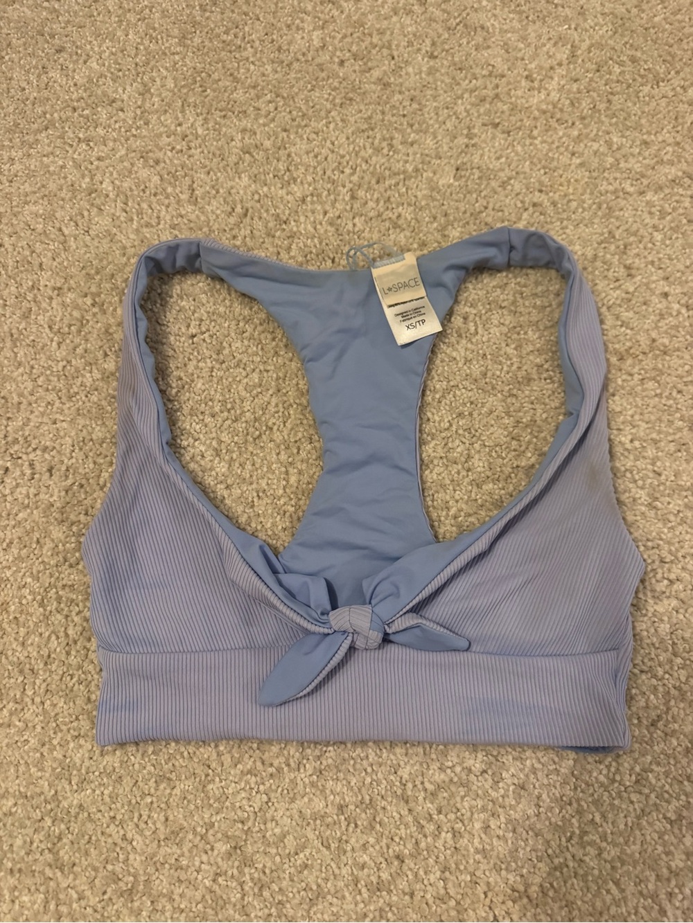 l*space Powder Blue Ribbed Tie-Front Sports Bathing Suit